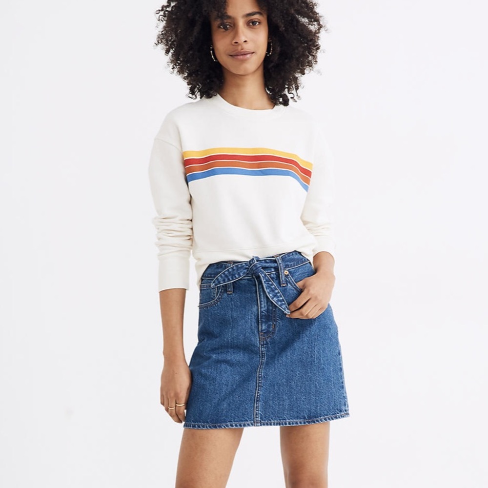 Madewell denim mini skirt tie waist 32